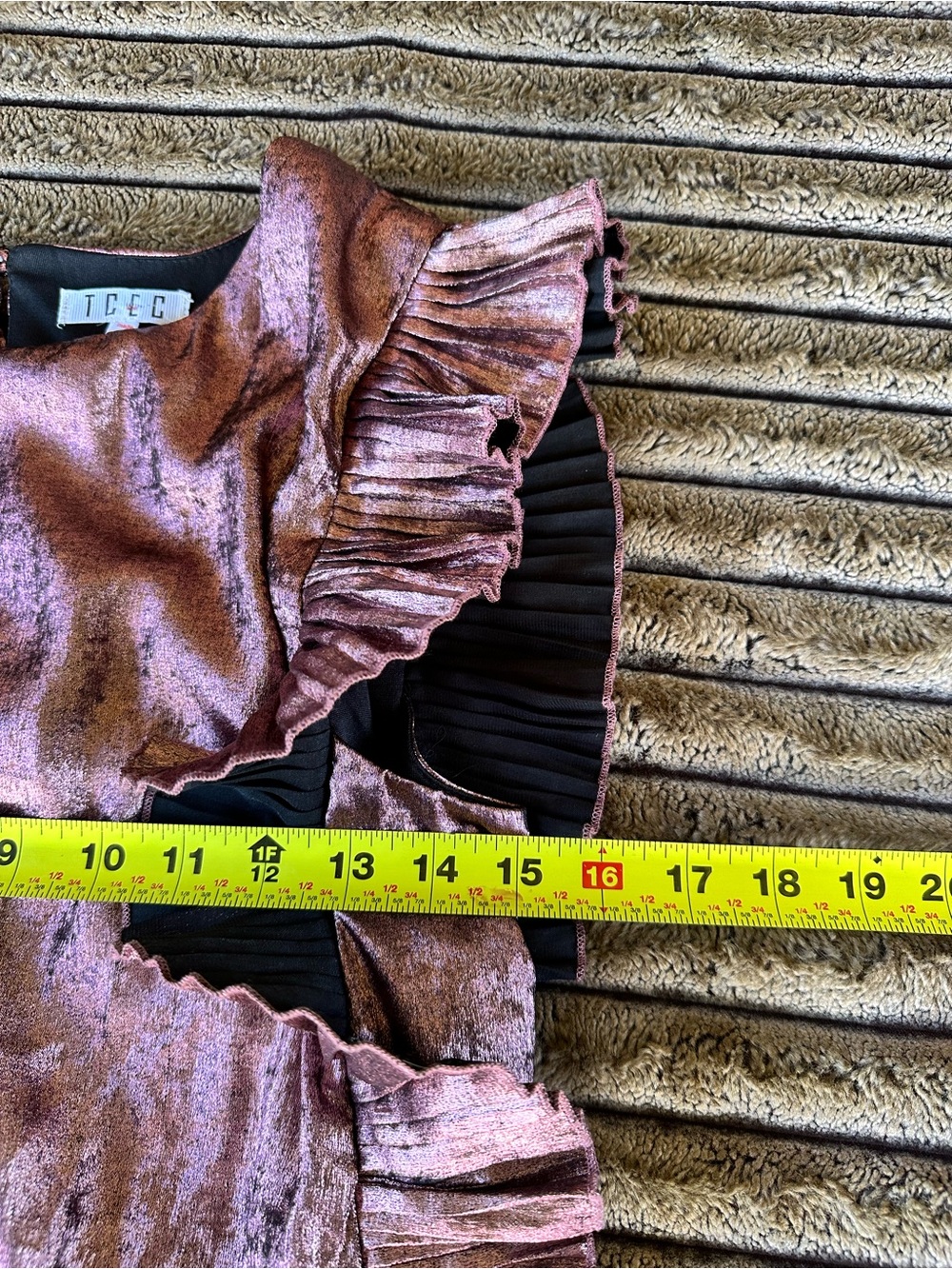 TCEC Rose Gold Metallic Ruffle Mini Dress - Picture 7 of 8